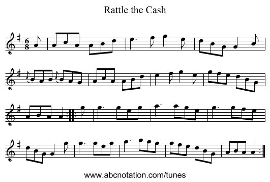 Rattle the Cash - staff notation