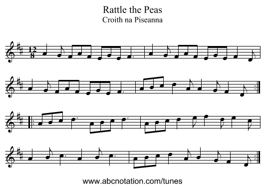 Rattle the Peas - staff notation
