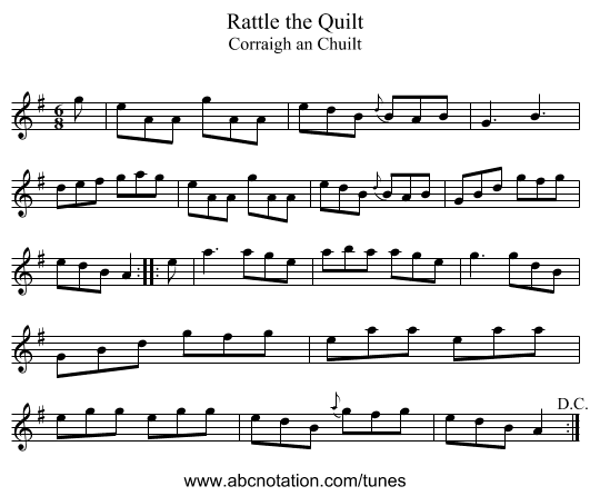 Rattle the Quilt - staff notation