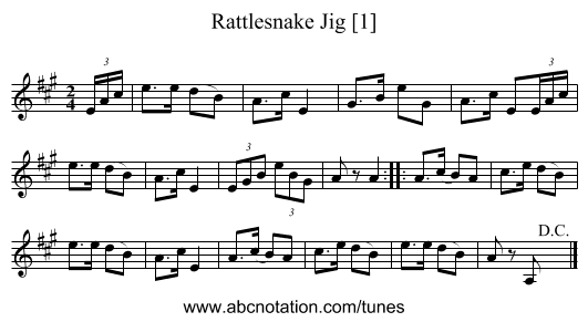 Rattlesnake Jig [1] - staff notation