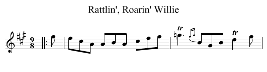 Rattlin', Roarin' Willie - staff notation