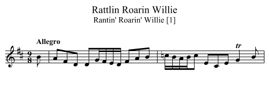 Rattlin Roarin Willie - staff notation
