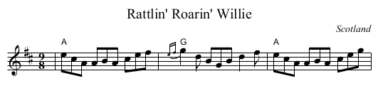 Rattlin' Roarin' Willie - staff notation