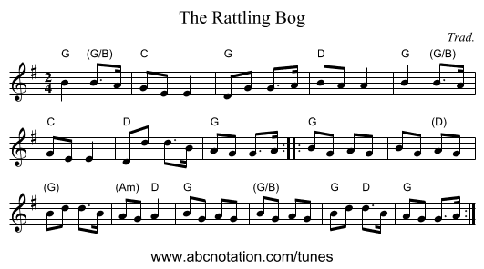 Rattling Bog, The - staff notation