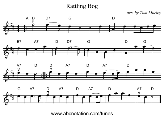 Rattling Bog - staff notation