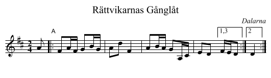 R&auml;ttvikarnas G&aring;ngl&aring;t - staff notation