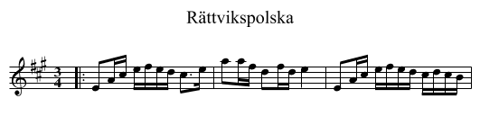 R&auml;ttvikspolska - staff notation