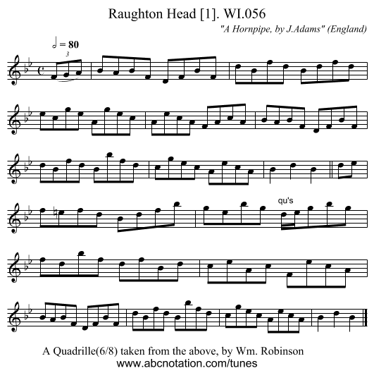 Raughton Head [1]. WI.056 - staff notation