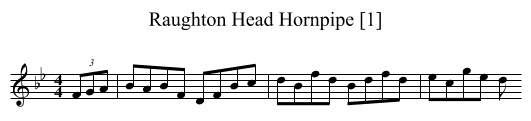 Raughton Head Hornpipe [1] - staff notation