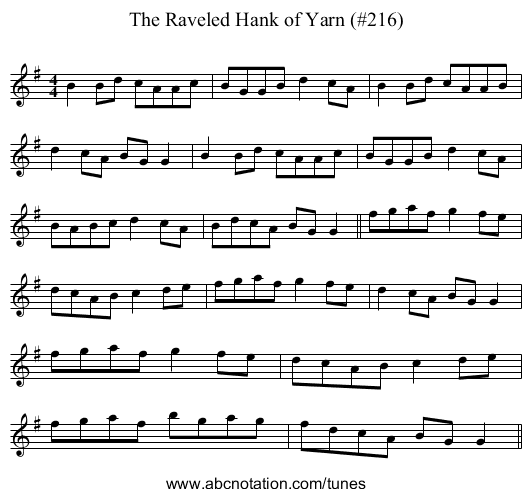 Raveled Hank of Yarn (#216), The - staff notation
