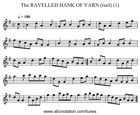 RAVELLED HANK OF YARN (reel) (1), The - staff notation