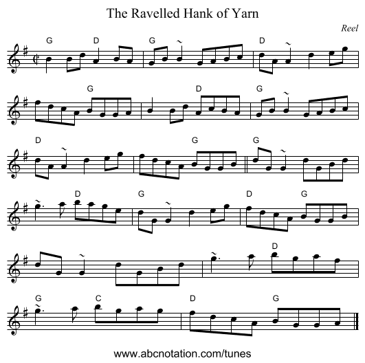 Ravelled Hank of Yarn, The - staff notation