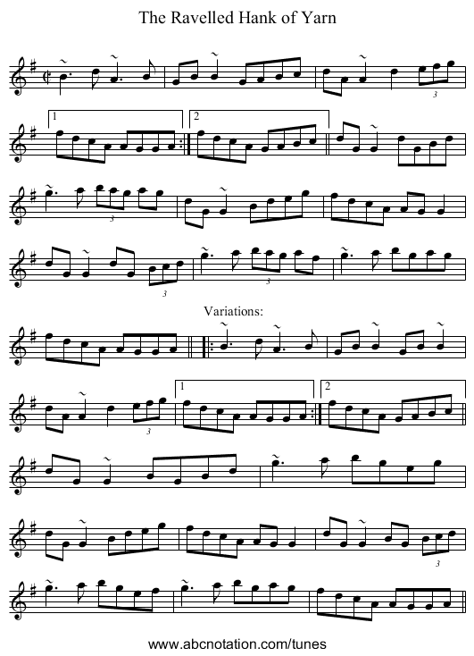 Ravelled Hank of Yarn, The - staff notation