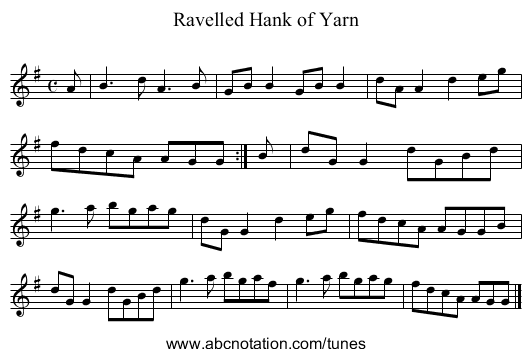 Ravelled Hank of Yarn - staff notation