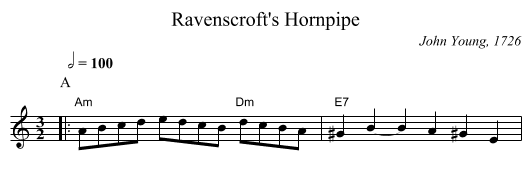 Ravenscroft's Hornpipe - staff notation