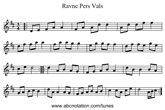 Ravne Pers Vals - staff notation