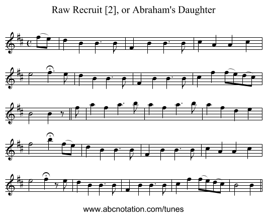 Raw Recruit [2], or Abraham's Daughter - staff notation