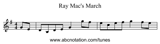 Ray Mac's March - staff notation