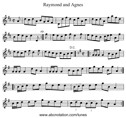Raymond and Agnes - staff notation
