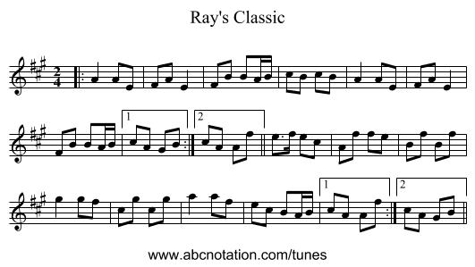 Ray's Classic - staff notation