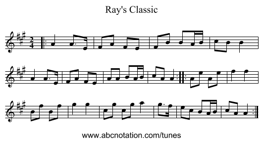 Ray's Classic - staff notation