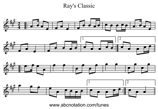 Ray's Classic - staff notation