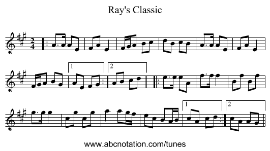 Ray's Classic - staff notation