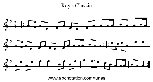 Ray's Classic - staff notation
