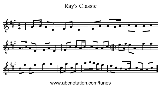 Ray's Classic - staff notation