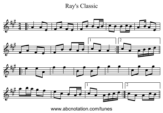 Ray's Classic - staff notation