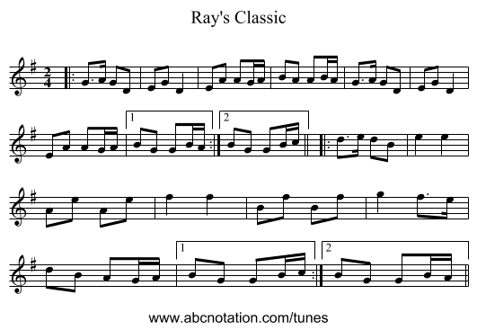 Ray's Classic - staff notation