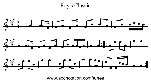 Ray's Classic - staff notation