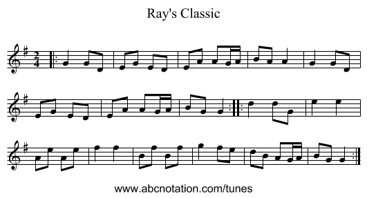 Ray's Classic - staff notation
