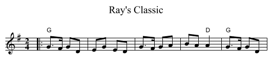 Ray's Classic - staff notation