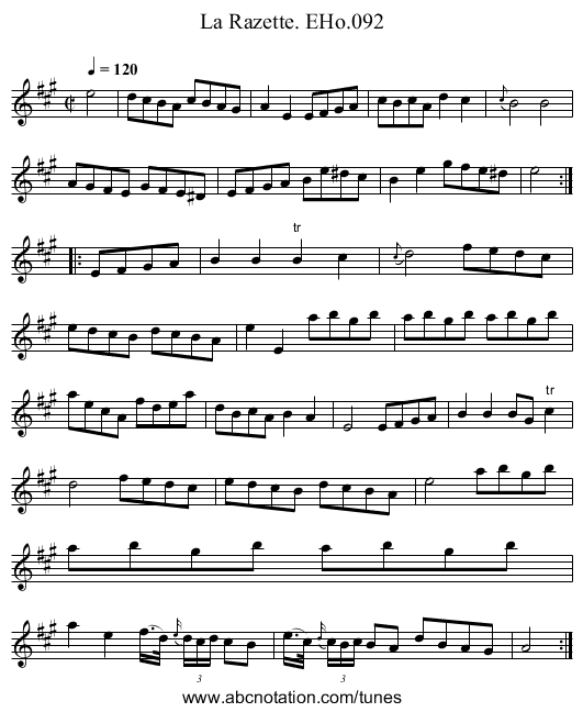 Razette. EHo.092, La - staff notation