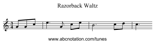 Razorback Waltz - staff notation