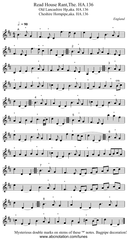 Read House Rant,The. HA.136 - staff notation