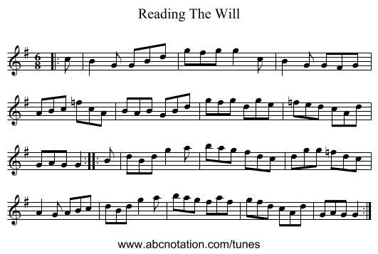 Reading The Will - staff notation
