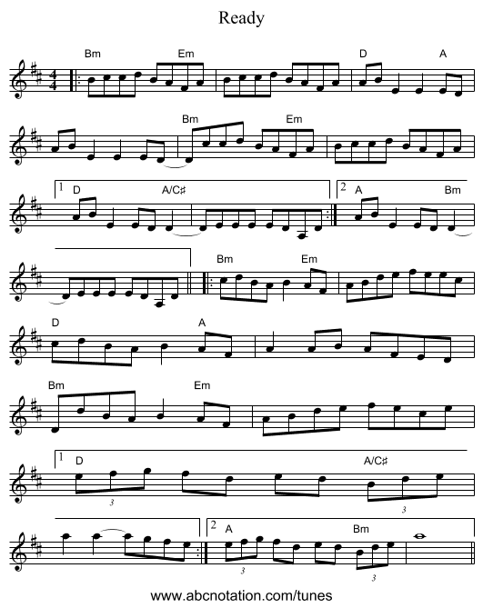 Ready - staff notation