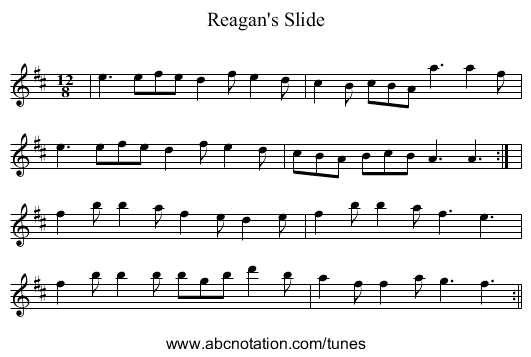 Reagan's Slide - staff notation