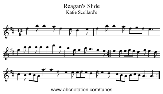 Reagan's Slide - staff notation
