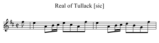 Real of Tullack [sic] - staff notation