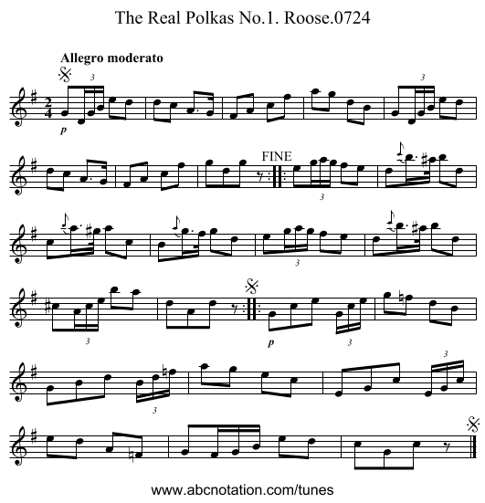 Real Polkas No.1. Roose.0724, The - staff notation