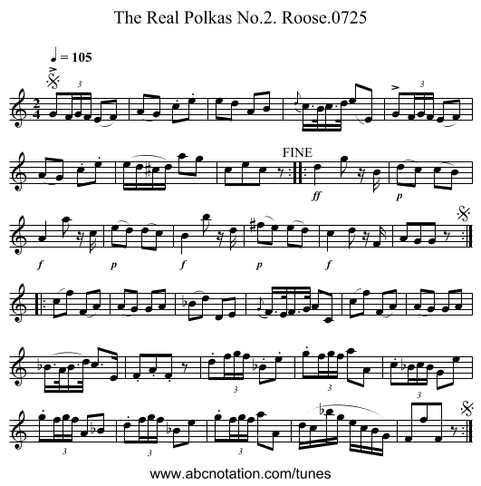 Real Polkas No.2. Roose.0725, The - staff notation