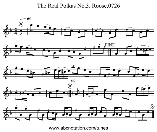 Real Polkas No.3. Roose.0726, The - staff notation