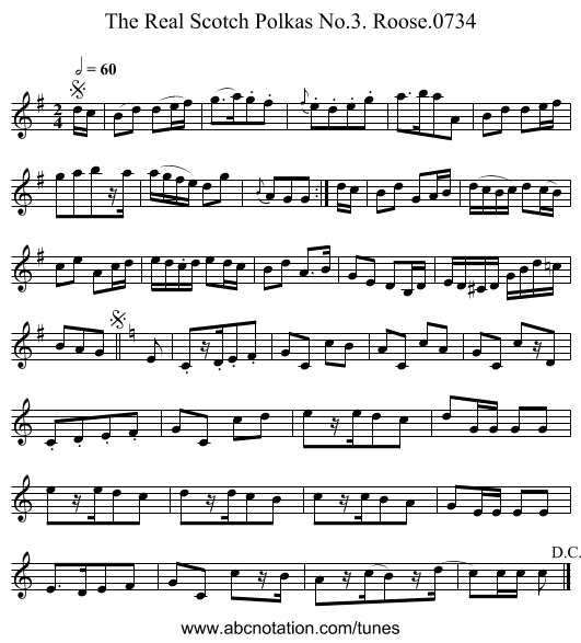 Real Scotch Polkas No.3. Roose.0734, The - staff notation