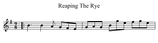 Reaping The Rye - staff notation