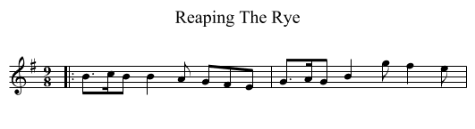 Reaping The Rye - staff notation