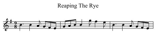 Reaping The Rye - staff notation