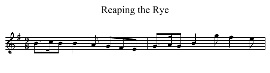 Reaping the Rye - staff notation